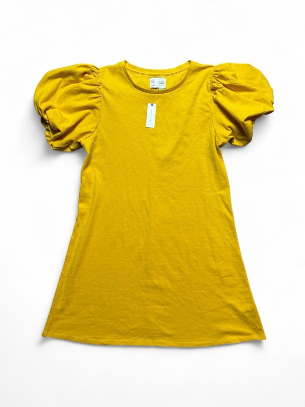 Anthropologie Saturday Sunday Yellow Puff Sleeve Dress – Size Large ☀️NWT